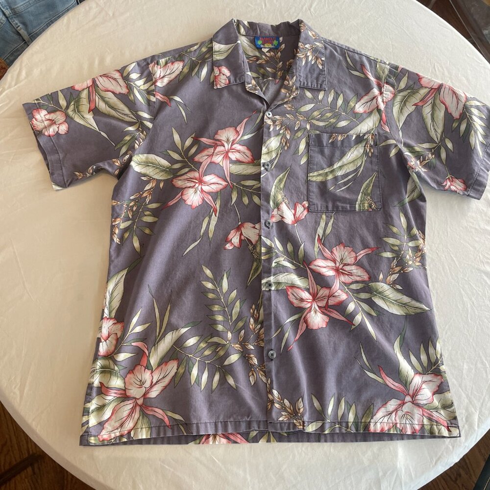 Men’s Hawaii Blues Vintage Floral Shirt – Size L – Light Purple – Excellent Cond - Picture 2 of 6